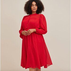 Torrid Midi Clip Dot Chiffon Button Front Dress Womens 3X